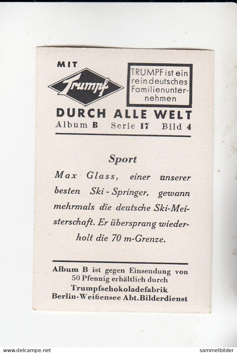 Mit Trumpf Durch Alle Welt Sport Max Glass Ski - Springer   B Serie 17 #4von 1933 - Autres Marques