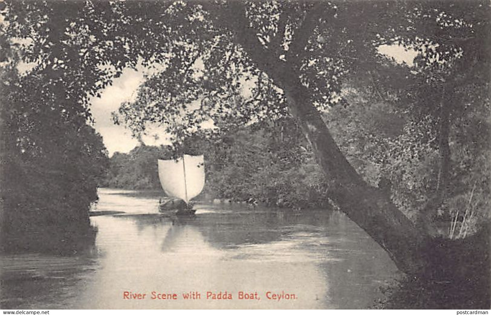 SRI LANKA - River Scene With Paddy Boat - Publ. Plâté & Co.  - Sri Lanka (Ceilán)