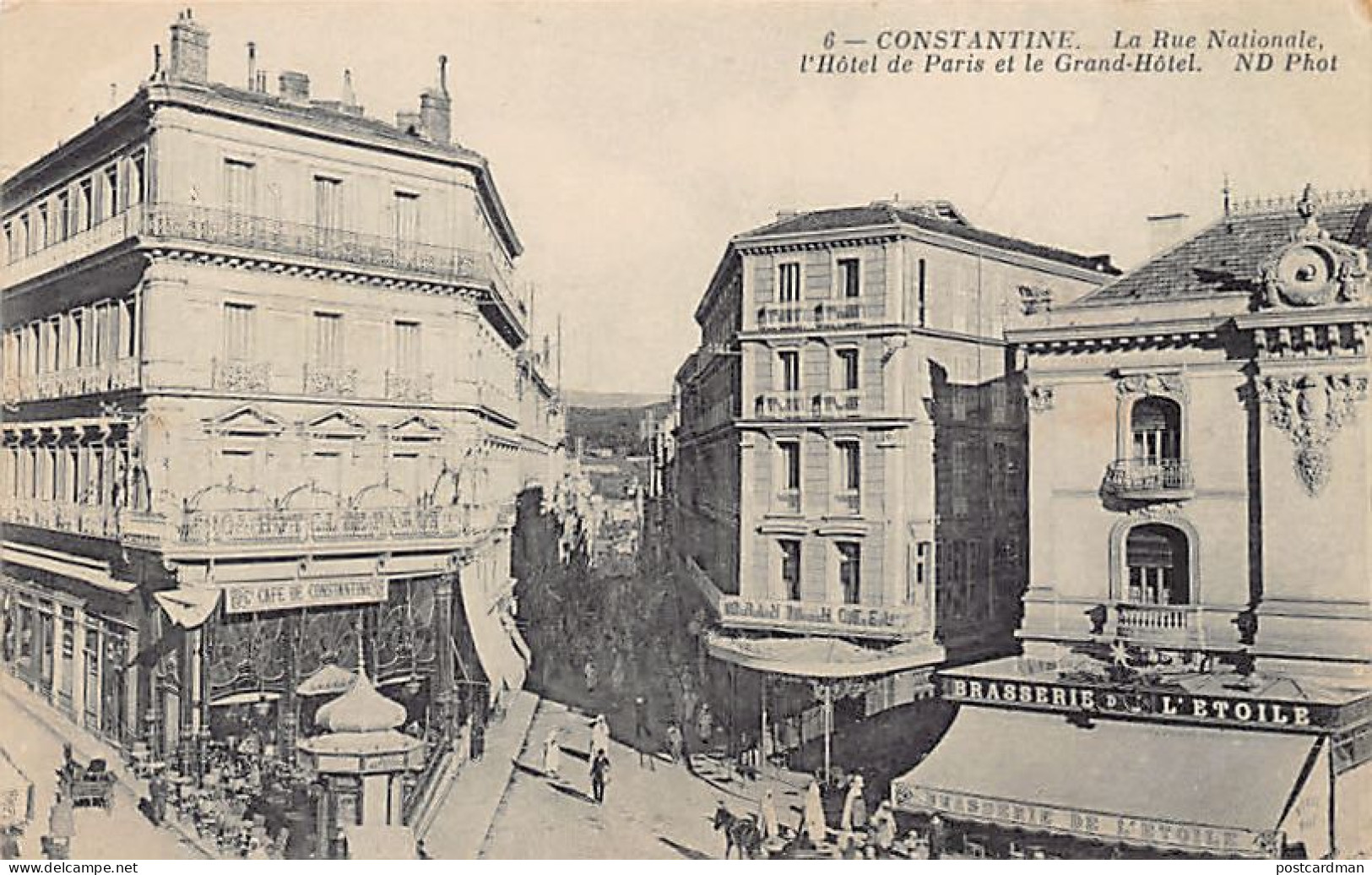 CONSTANTINE - La Rue Nationale, L'Hôtel De Ville Et Le Grand Hôtel - Constantine