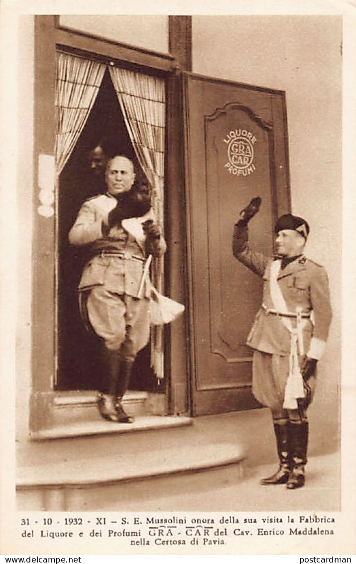 CERTOSA DI PAVIA - S.E. Mussolini Visita La Fabbrica Del Liquore E Dei Profumi GRA-CAR - 21 Ottobre 1932 - Pavia