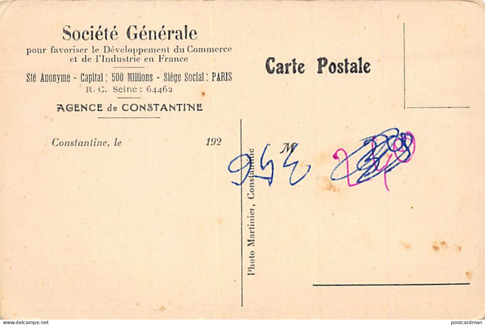 Algérie - CONSTANTINE - Agence De La Société Générale - Vue Des Bureaux - Ed. Martinier  - Konstantinopel