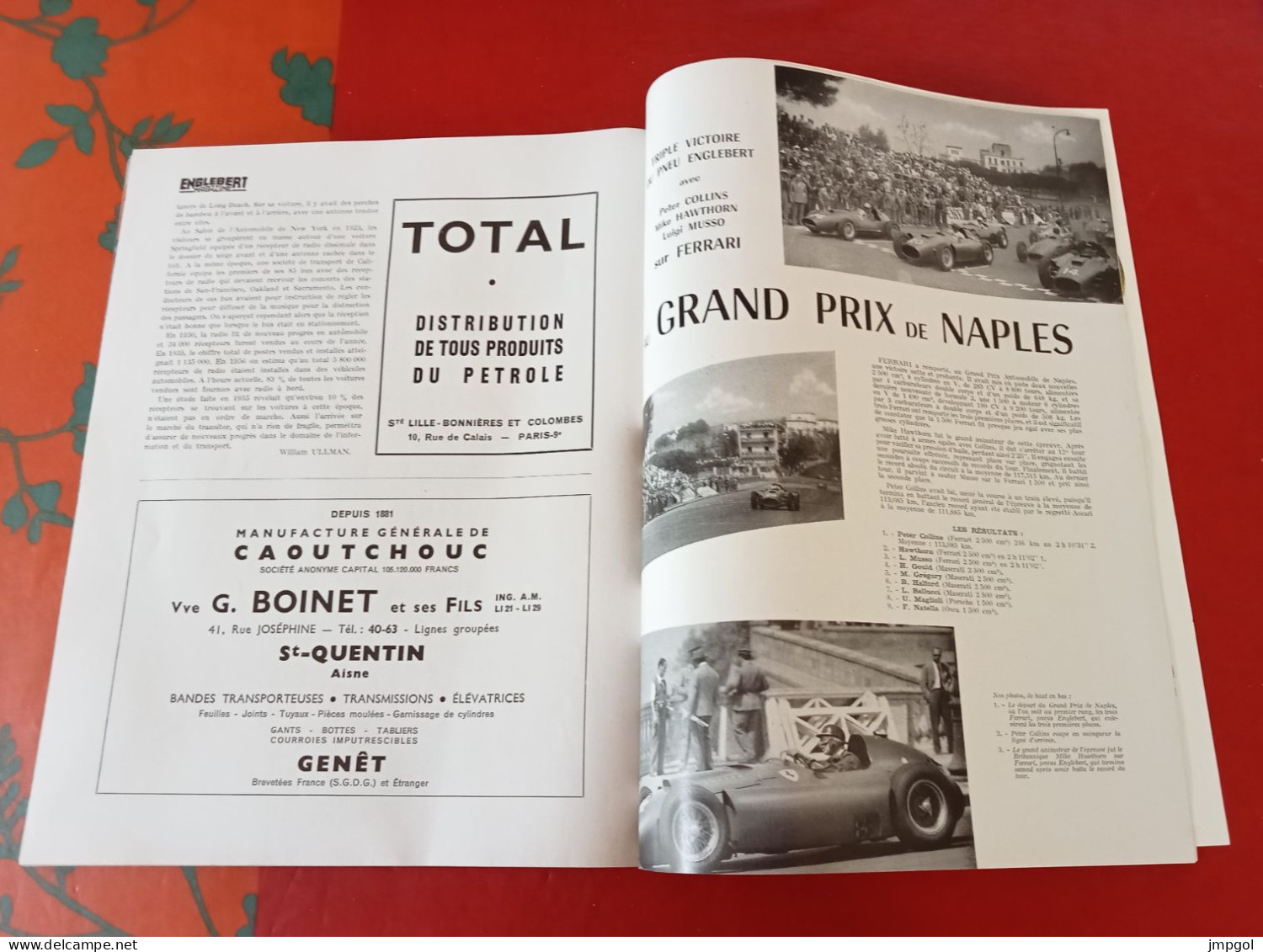 Englebert Magazine n°89 Mai 1957 Pilotes Fangio Gendebien Tourisme Cévennes Rhône Tunnel Mont Blanc GP Naples Sicile