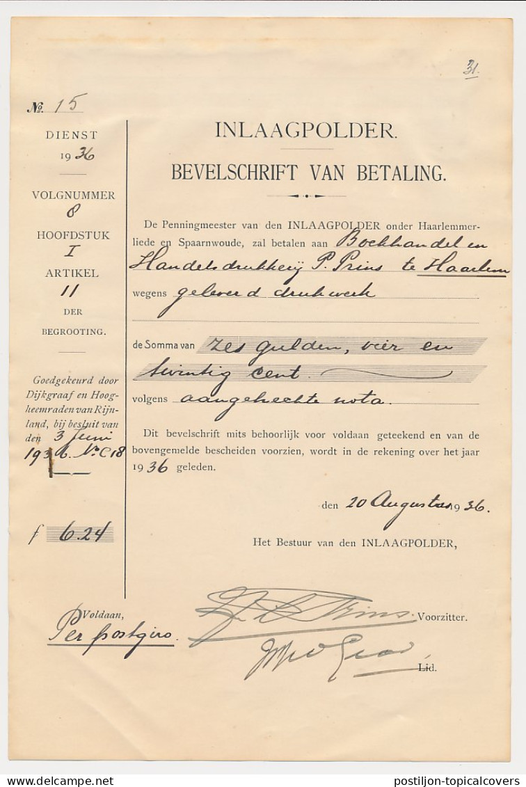 Omzetbelasting Diverse Waarden - Haarlem 1936 - Revenue Stamps