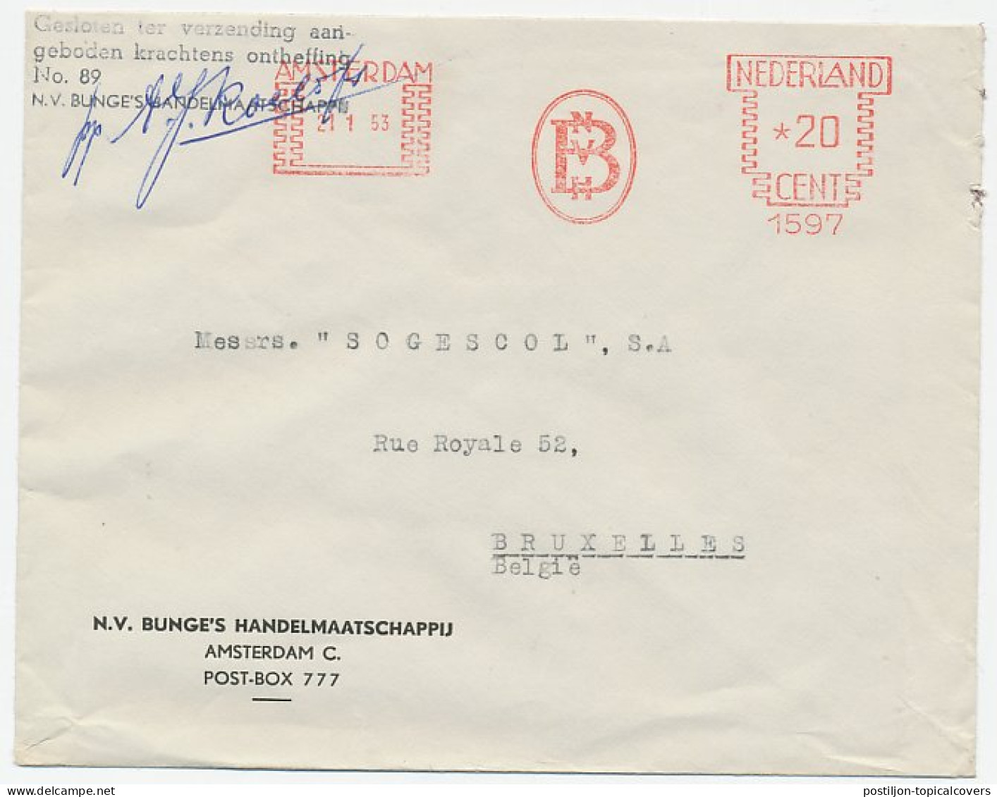 Amsterdam - Belgie 1953 - Gesloten Ter Verzending Aangeboden - Unclassified