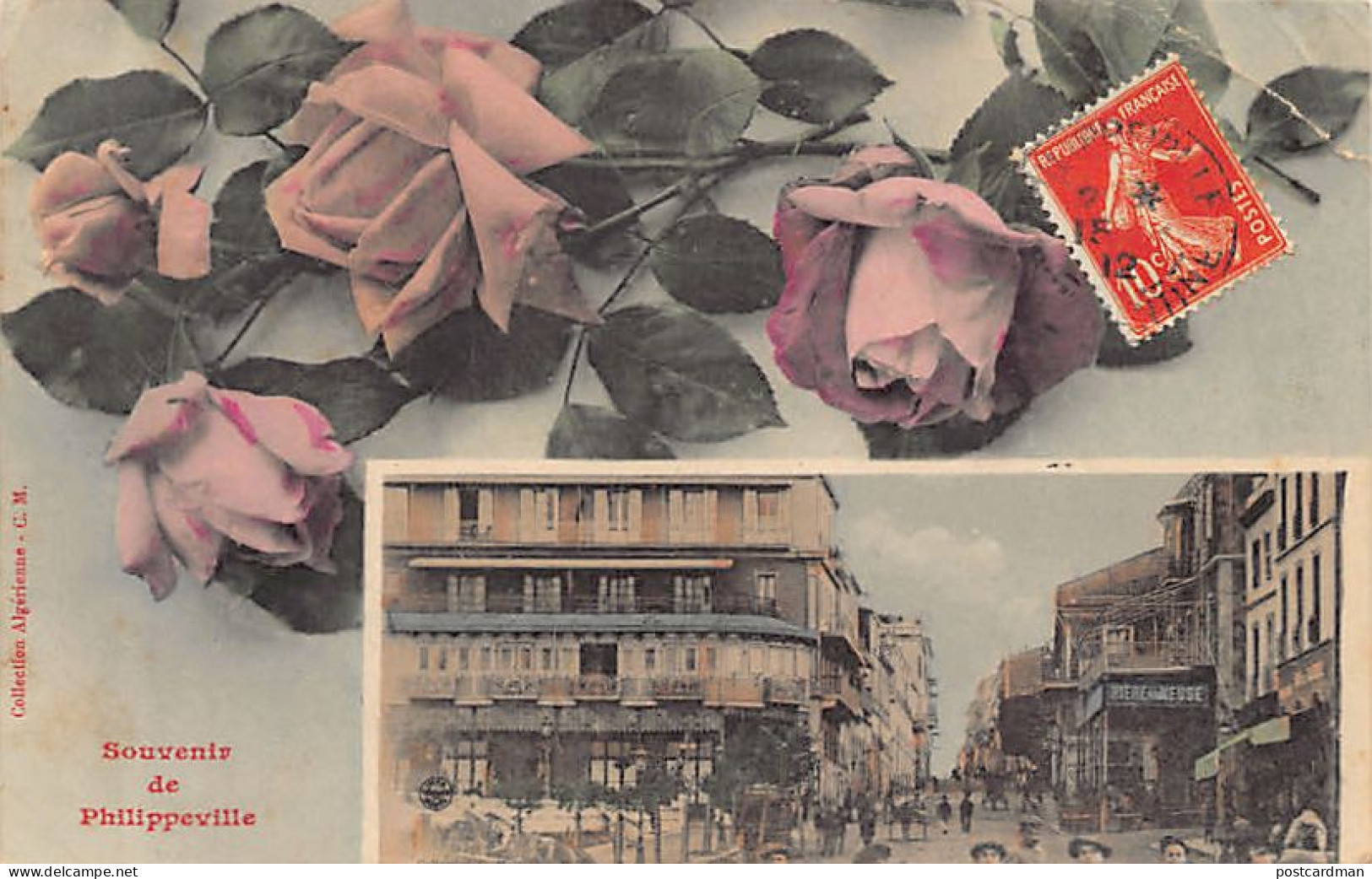 SKIKDA Philippeville - Carte Fantaisie - Roses - Ed. C.M.  - Skikda (Philippeville)