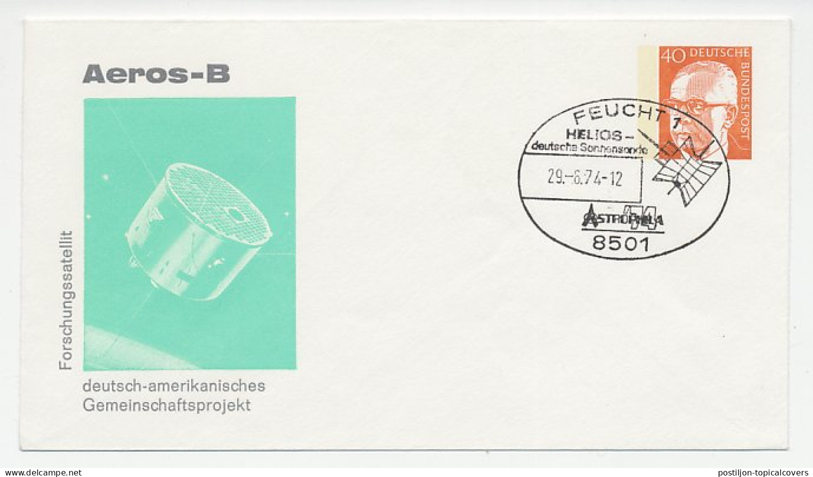 Postal Stationery Germany 1974 Sun Probe - Helios - Satellite - Astronomùia