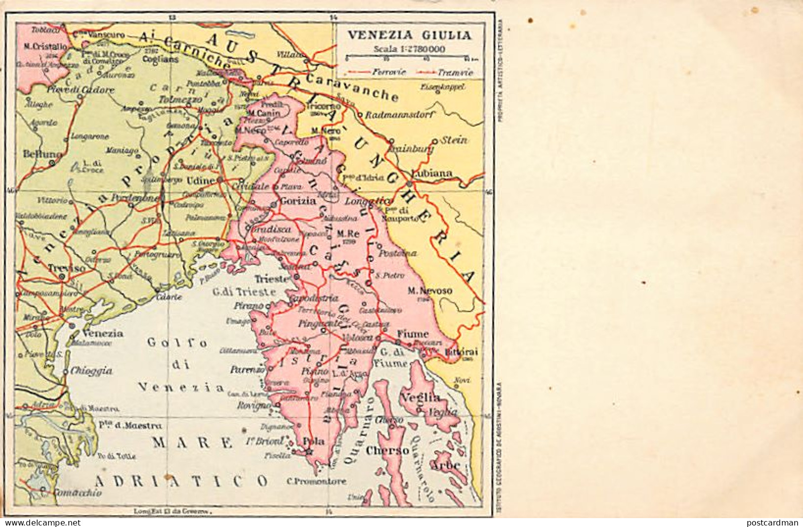 Italia - Venezia Giulia - Mappa Geografica - Other & Unclassified