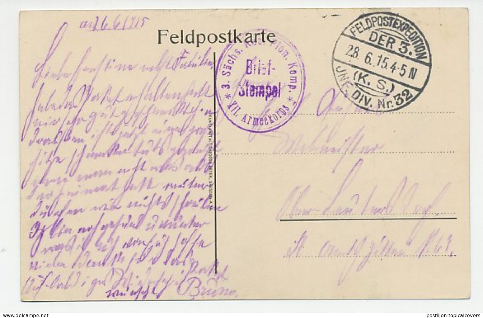 Fieldpost Postcard Germany 1915 Great Britain - Ottoman Empire - Auf Höhe 108 - WWI - WO1