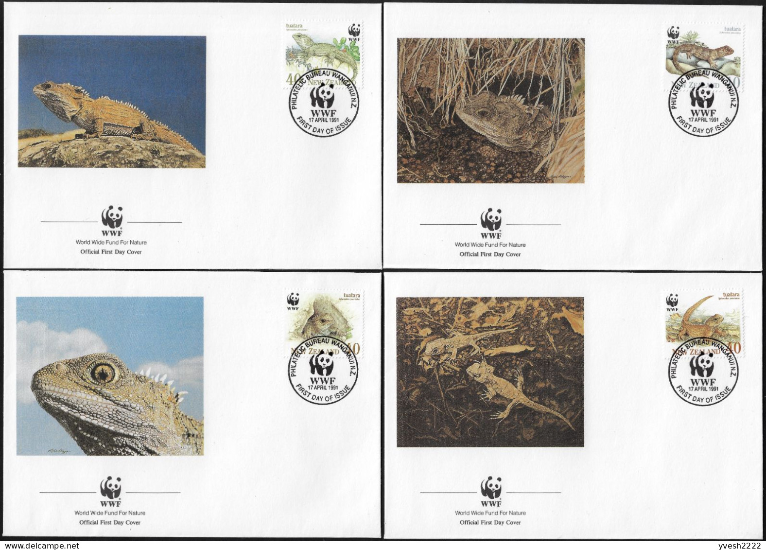 Nouvelle-Zélande 1991 Y&T 1104 à 1107 Sur FDC. WWF, Reptiles. Sphénodon, Hattéria, Hattérie, Sphenodon Punctatus - Altri & Non Classificati