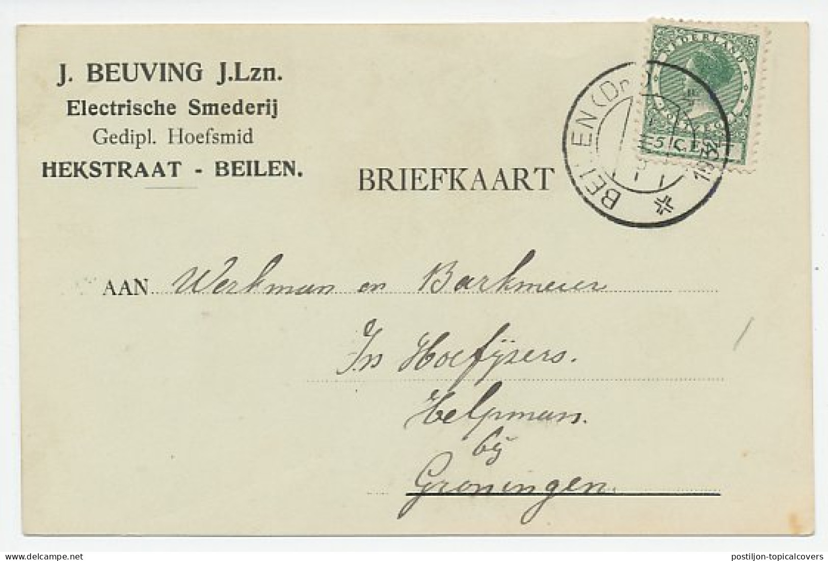 Firma Briefkaart Beilen 1932 - Smederij / Hoefsmid - Sin Clasificación