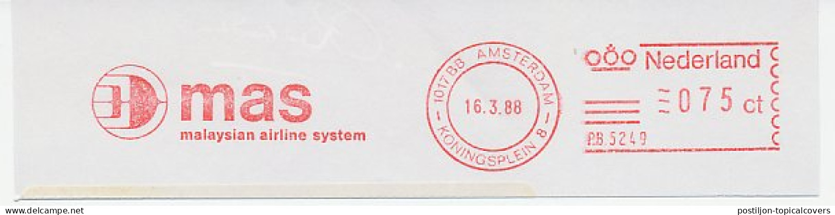 Meter Cut Netherlands 1988 MAS - Malaysian Airline System - Airplanes