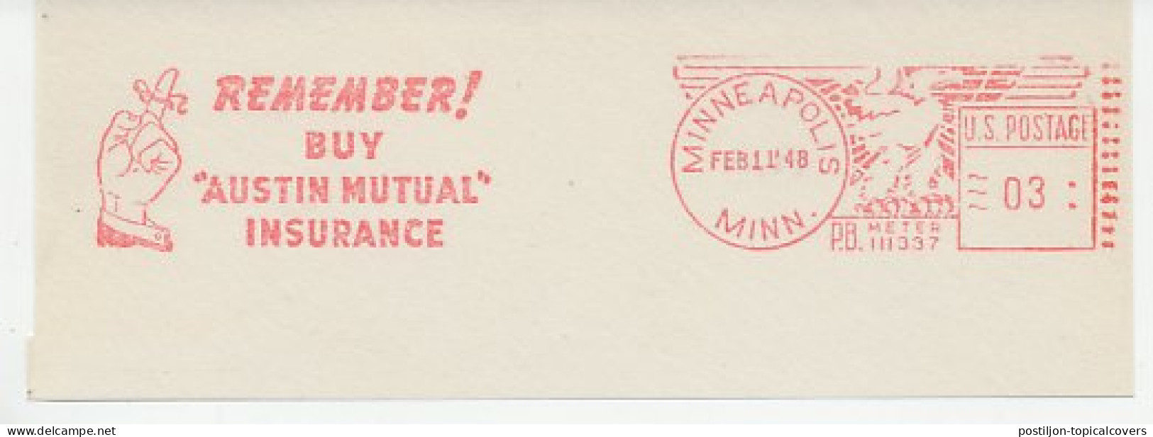 Meter Cut USA 1948 Hand - Fingerstring - Reminder - Other & Unclassified