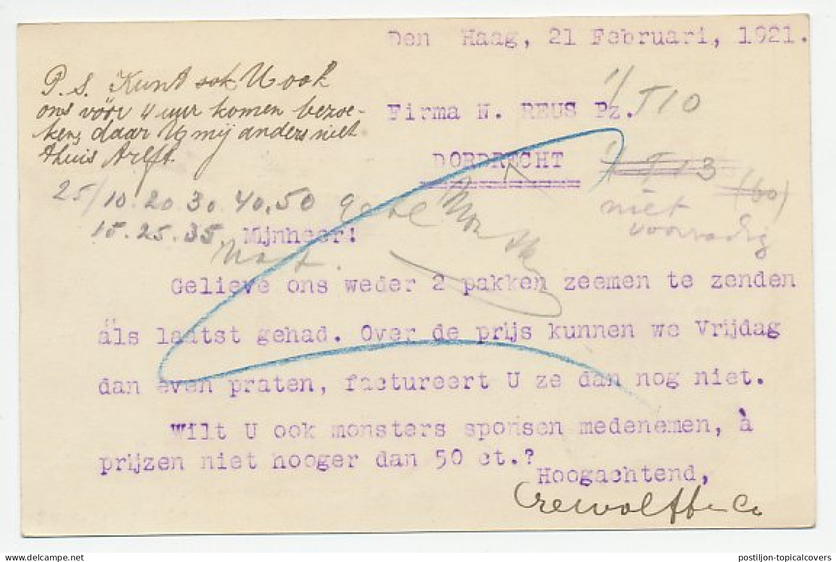 Firma Briefkaart Den Haag 1921 - Poetsartikelen - Sin Clasificación