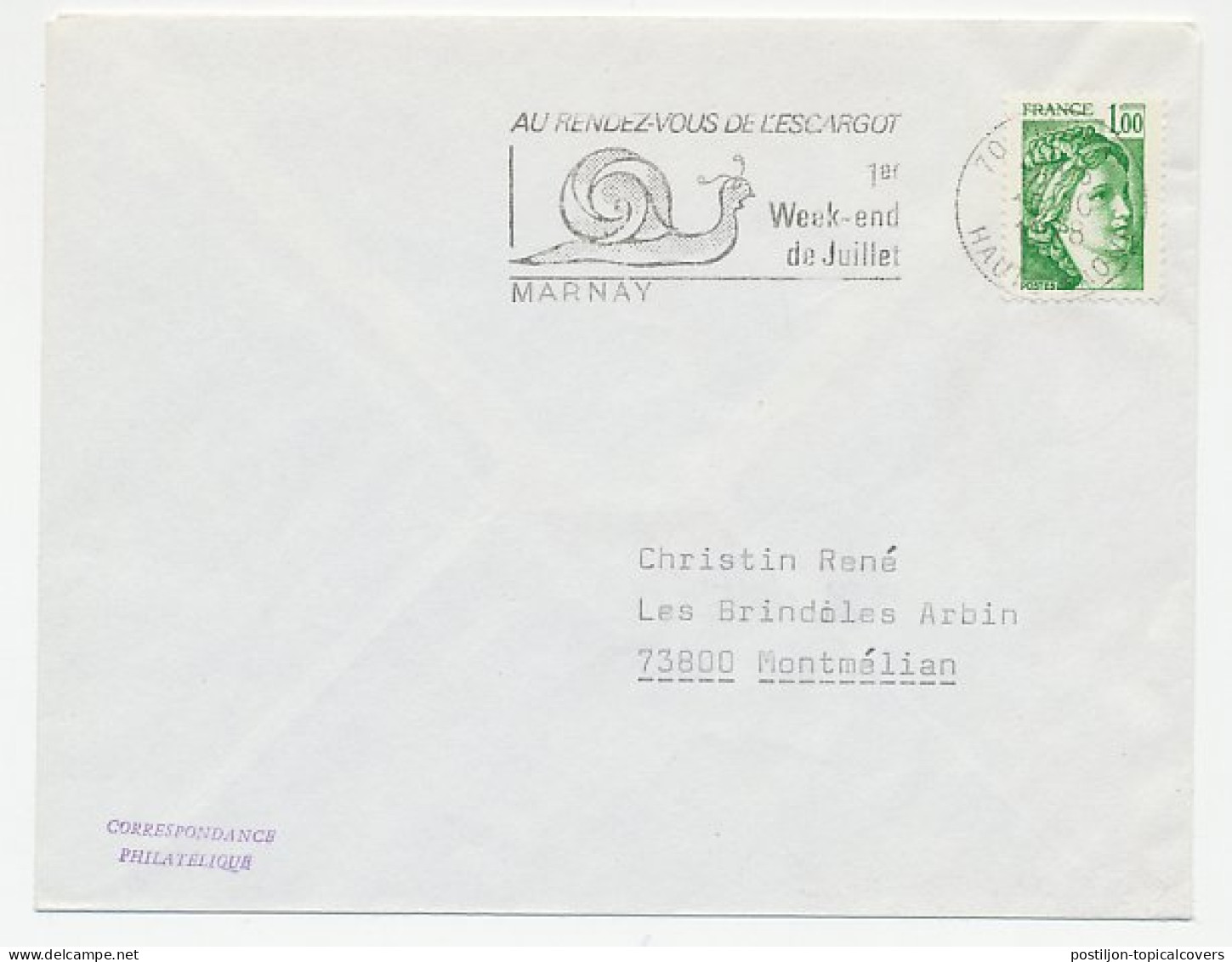 Cover / Postmark France 1978 Snail - Other & Unclassified