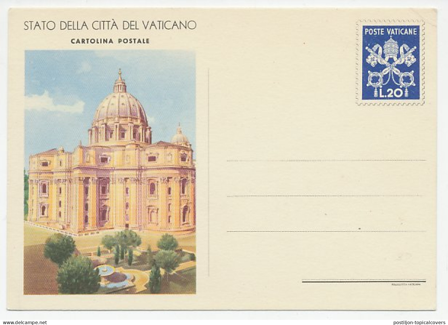 Postal Stationery Vatican 1958 The Vatican - Iglesias Y Catedrales