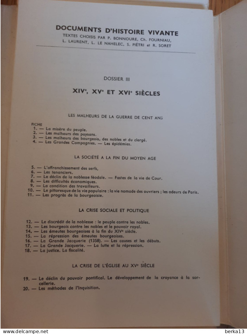 Documents D'histoire Vivante De L'Antiquité à Nos Jours N°3 XIV, XV Et XVIe 1971 - Historia