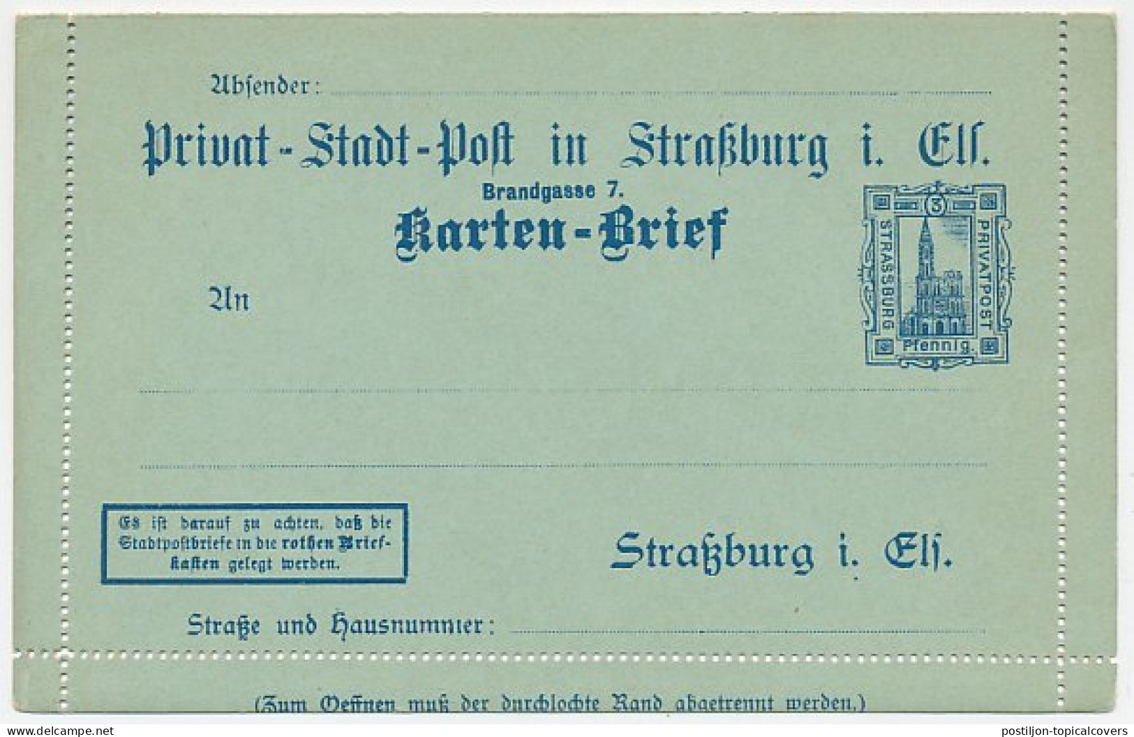Local Mail Stationery Strasbourg - Privatpost Cathedral  - Chiese E Cattedrali