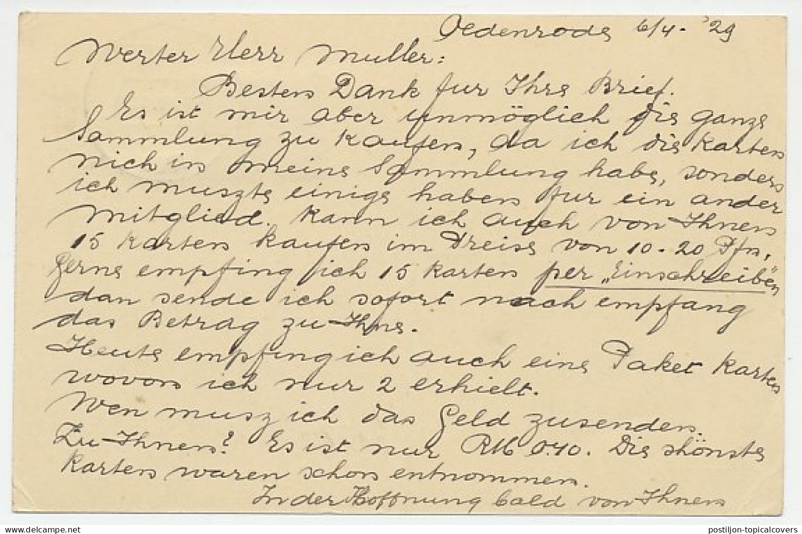 Briefkaart St. Oedenrode 1929 - Adelaar / Verzamelaarsvereniging - Non Classificati