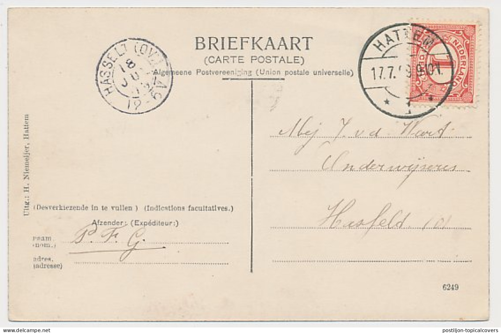 Hattem - Aankomst Kleinrondstempel Hasselt (Ov:) 1909 - Non Classificati