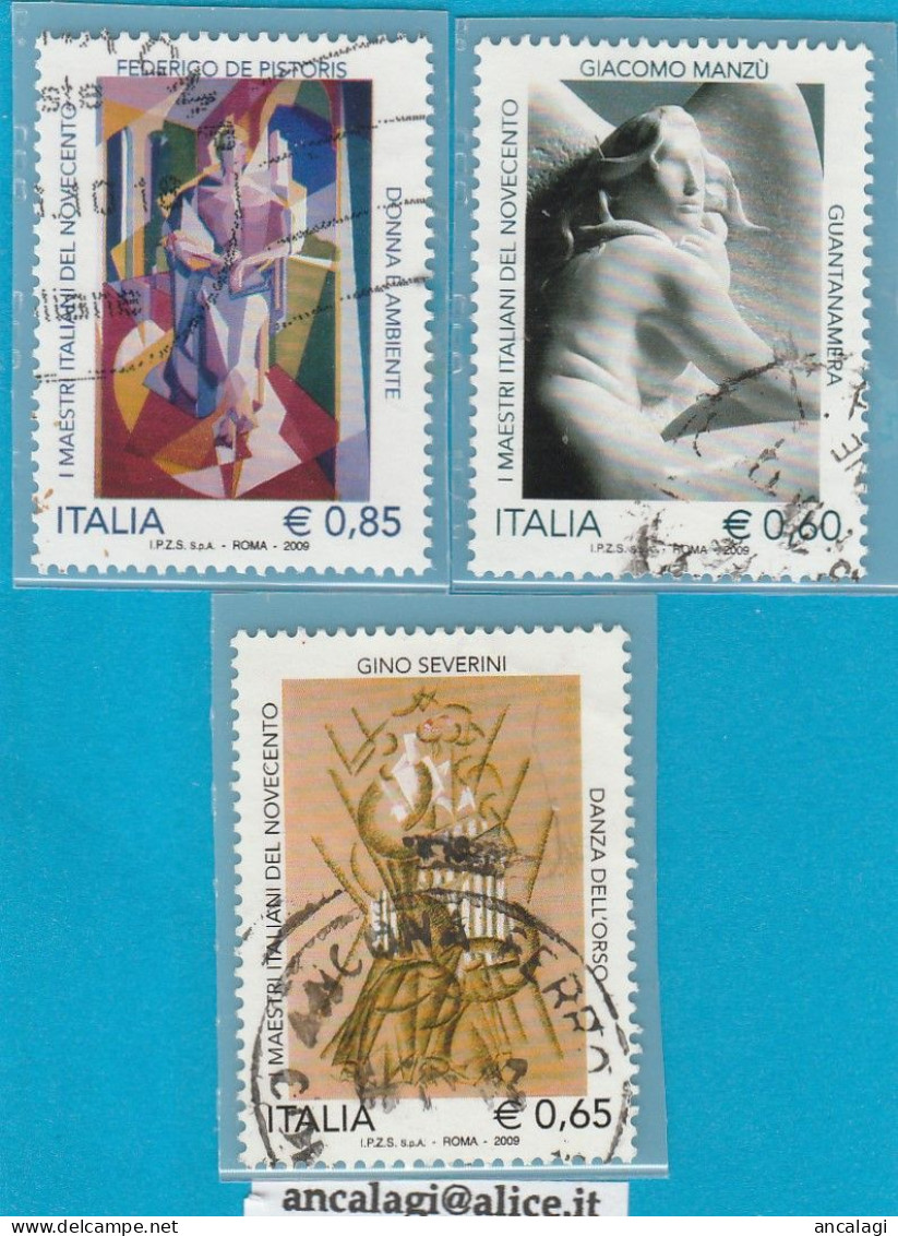 USATI ITALIA 2009 - Ref.1139 "MAESTRI DEL NOVECENTO" Serie Di 3 Val. - - 2001-10: Usados