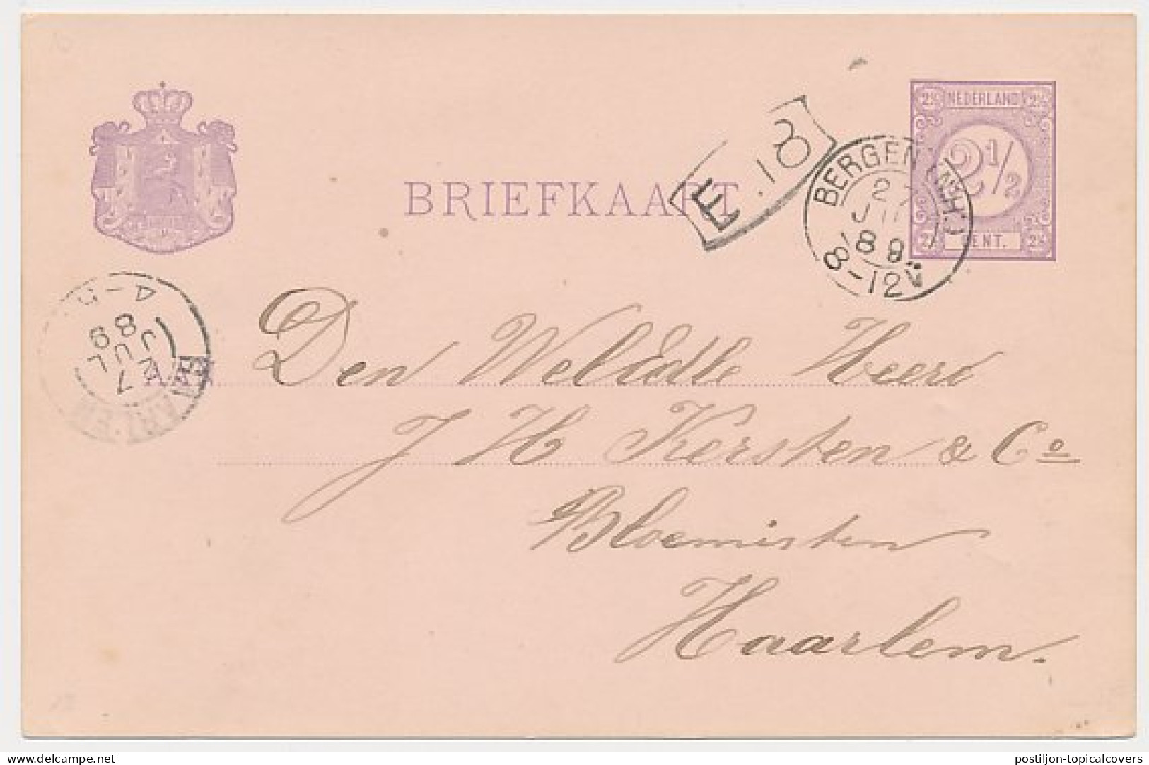 Kleinrondstempel Bergen (N:H:) 1889 - Non Classificati