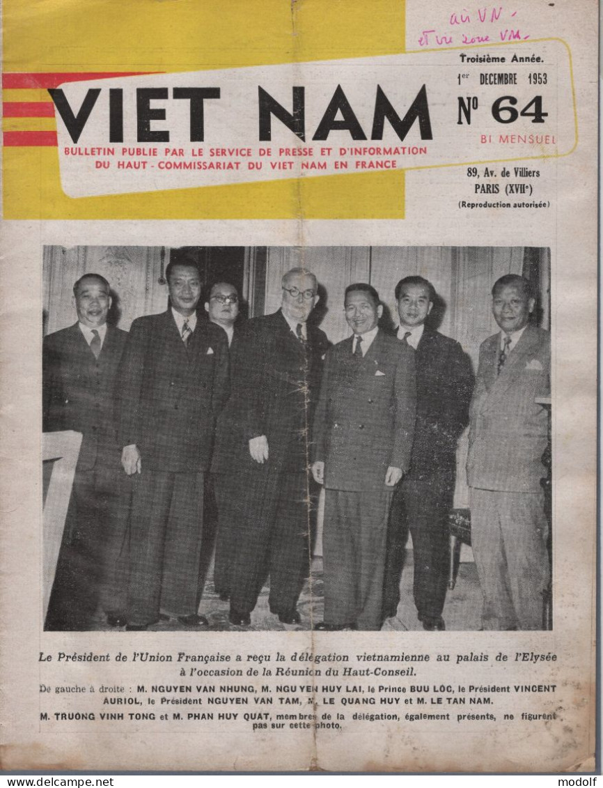 Lot 9 numéros du bulletin "Viet Nam" - 1953