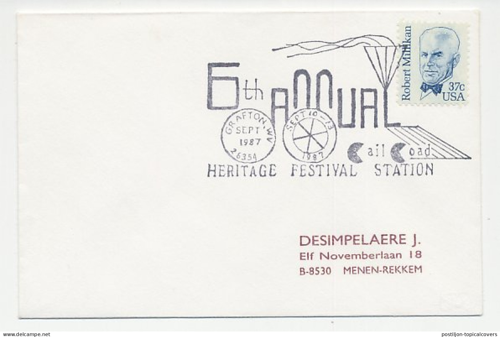 Cover / Postmark USA 1987 Heritage Festival Station -Train - Trains