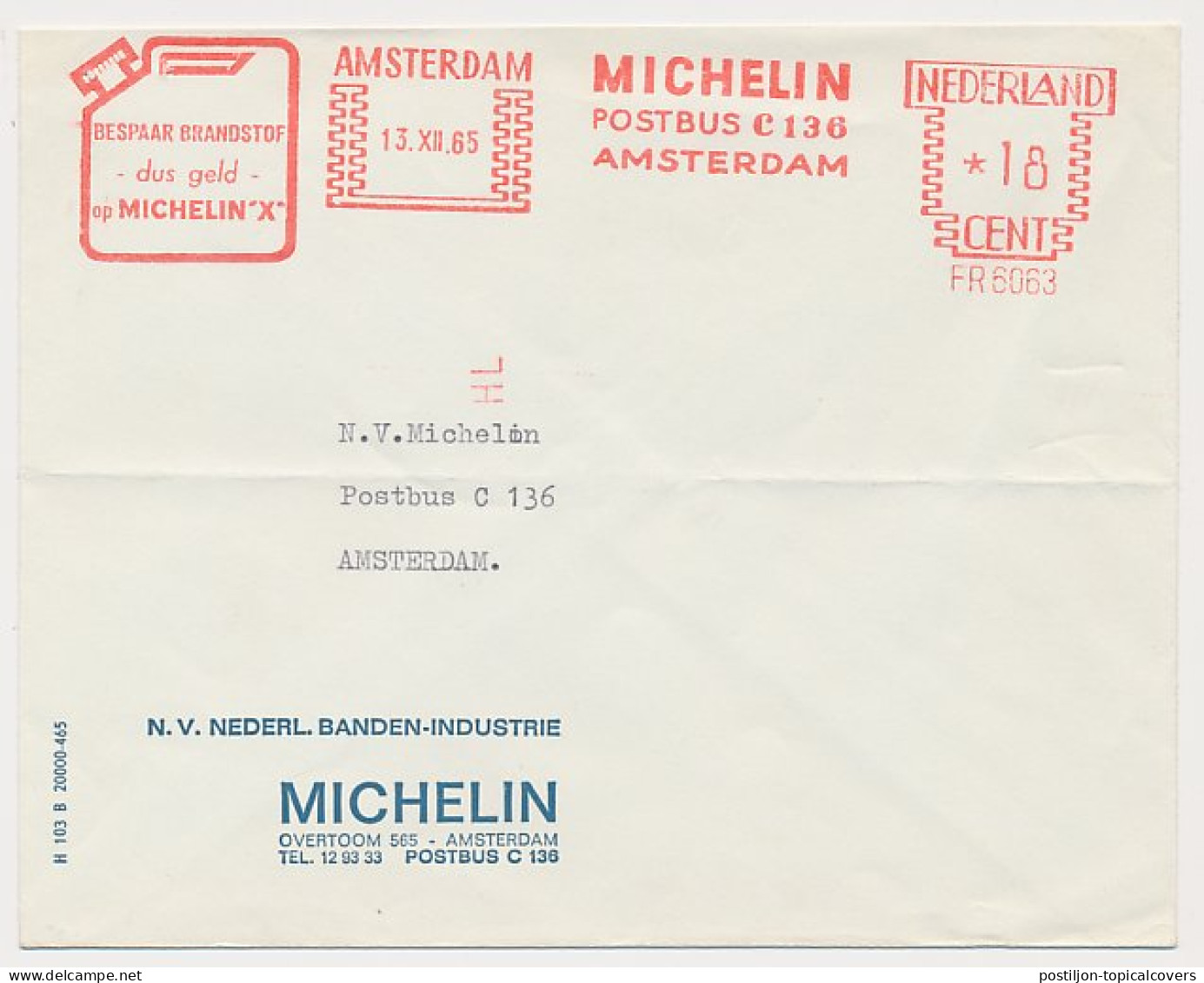 Meter Cover Netherlands 1965 Michelin X - Save Fuel  - Zonder Classificatie