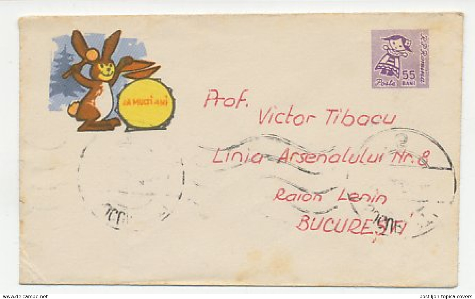 Postal Stationery Romania 1961 Rabbit - Drum - Fumetti