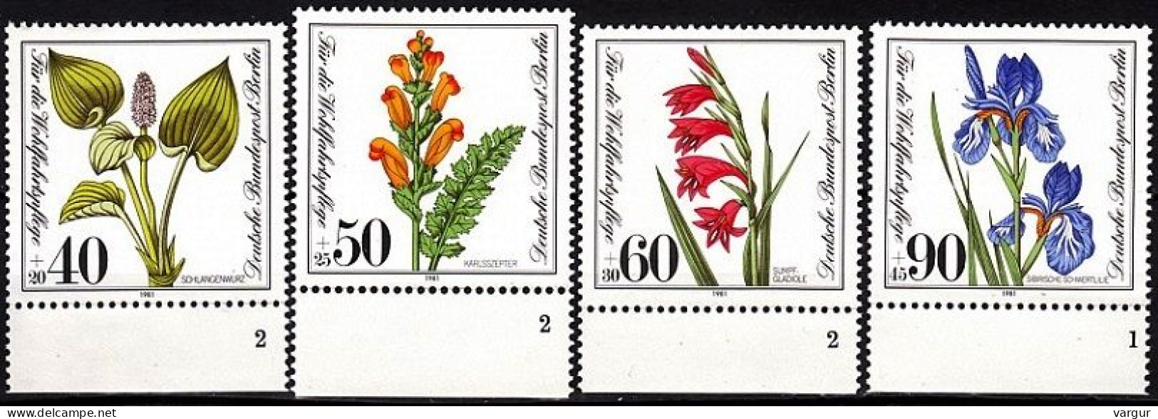 GERMANY BERLIN 1981 FLORA Plants: Endangered Water Plants. Charity. Complete Set, MNH - Other & Unclassified