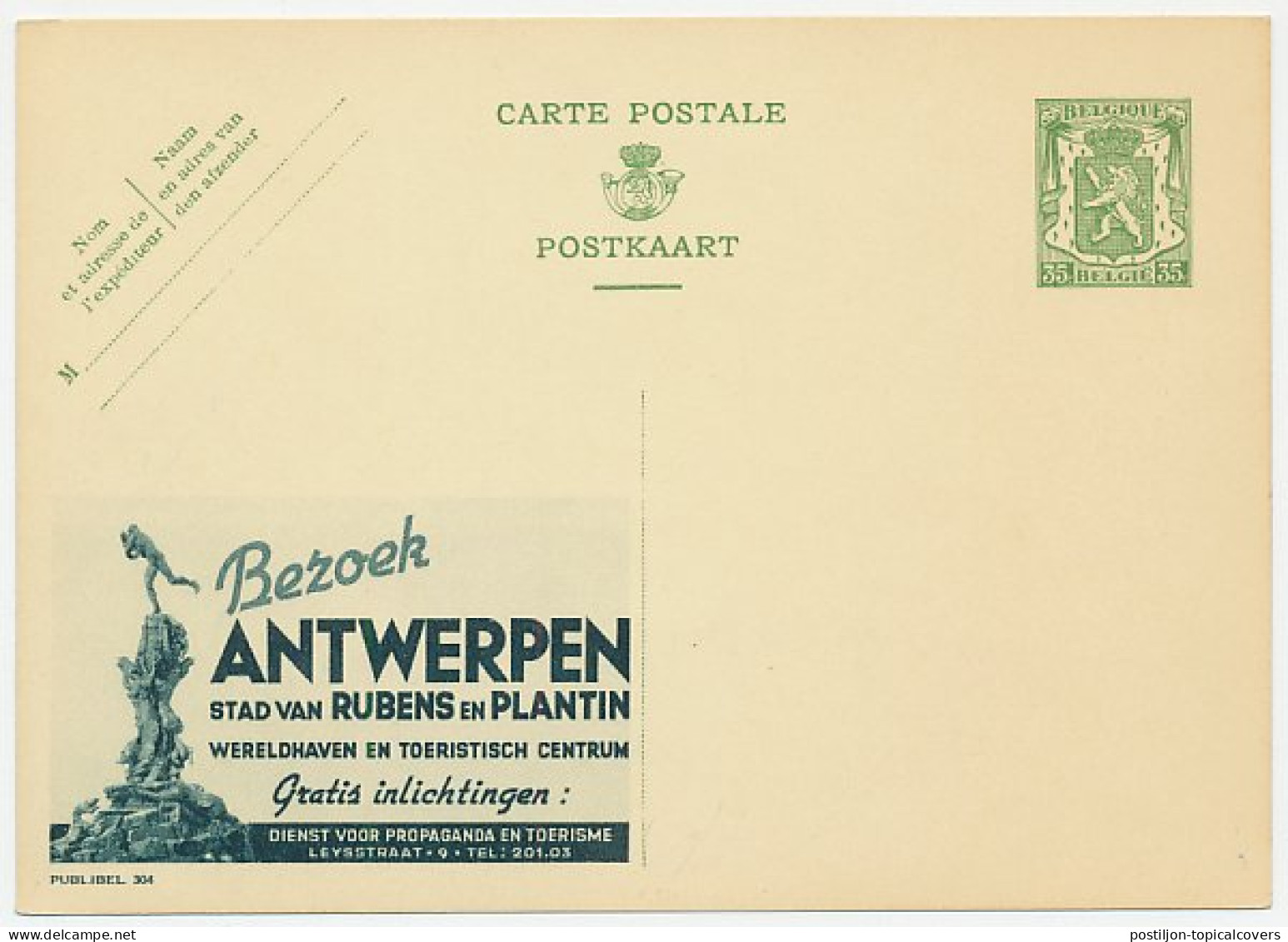 Publibel - Postal Stationery Belgium 1935 Visit Antwerpen - Rubens - Plantin - World Port - Otros & Sin Clasificación