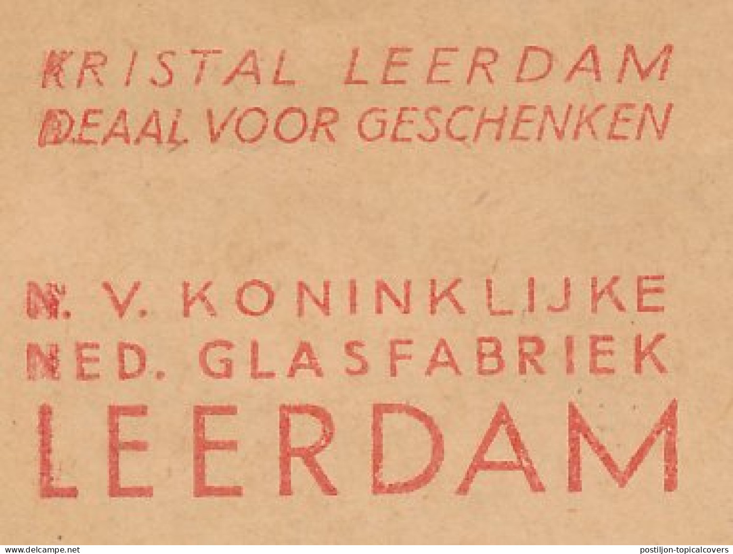 Meter Cover Netherlands 1958 Royal Dutch Glass Factory Leerdam - Vetri & Vetrate