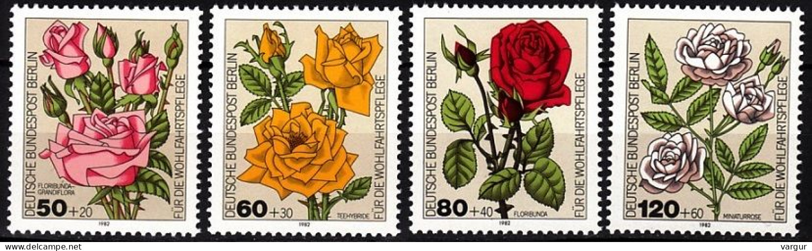 GERMANY BERLIN 1982 FLORA Plants Flowers: Garden Roses. Charity. Complete Set, MNH - Rozen