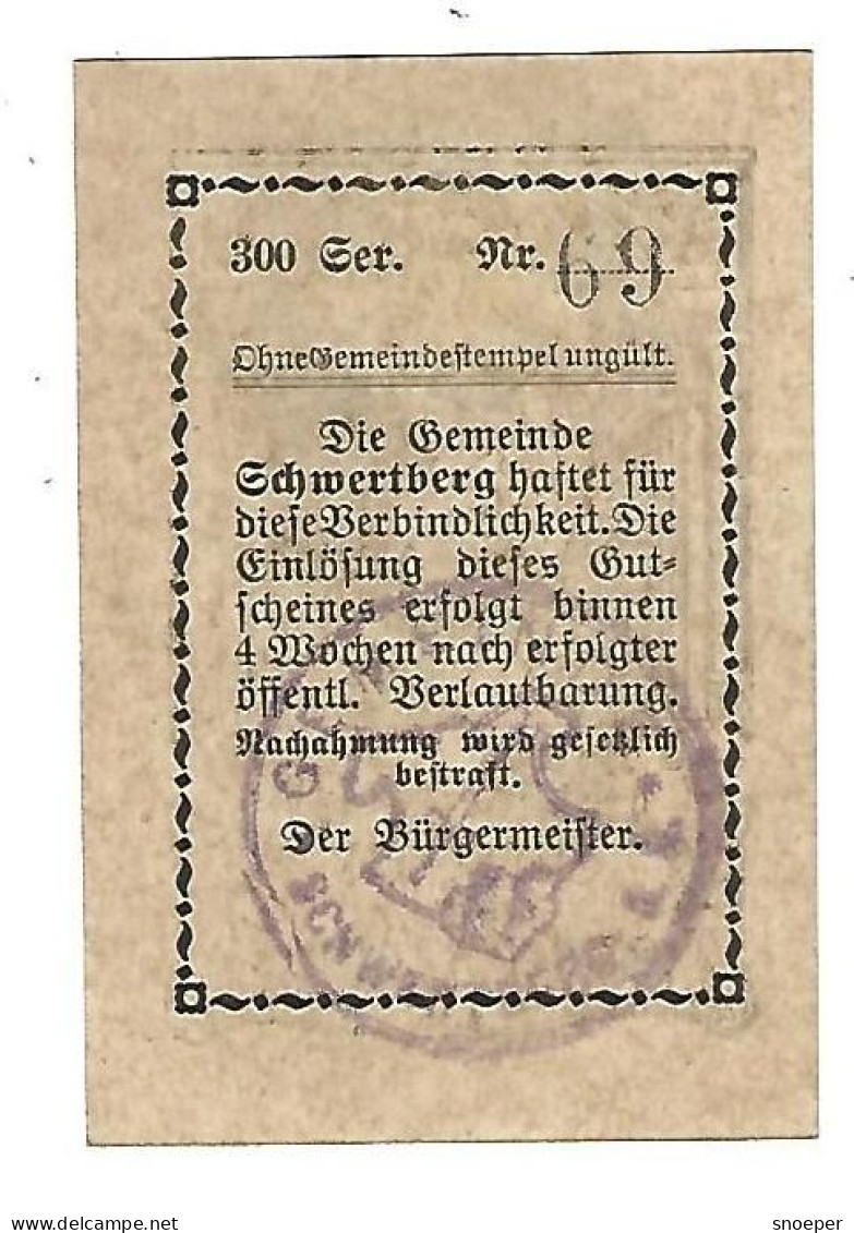 **Austria Notgeld Schwertberg50 Heller 984.5a 300 Serien  Cat Val 10 Euro - Oostenrijk