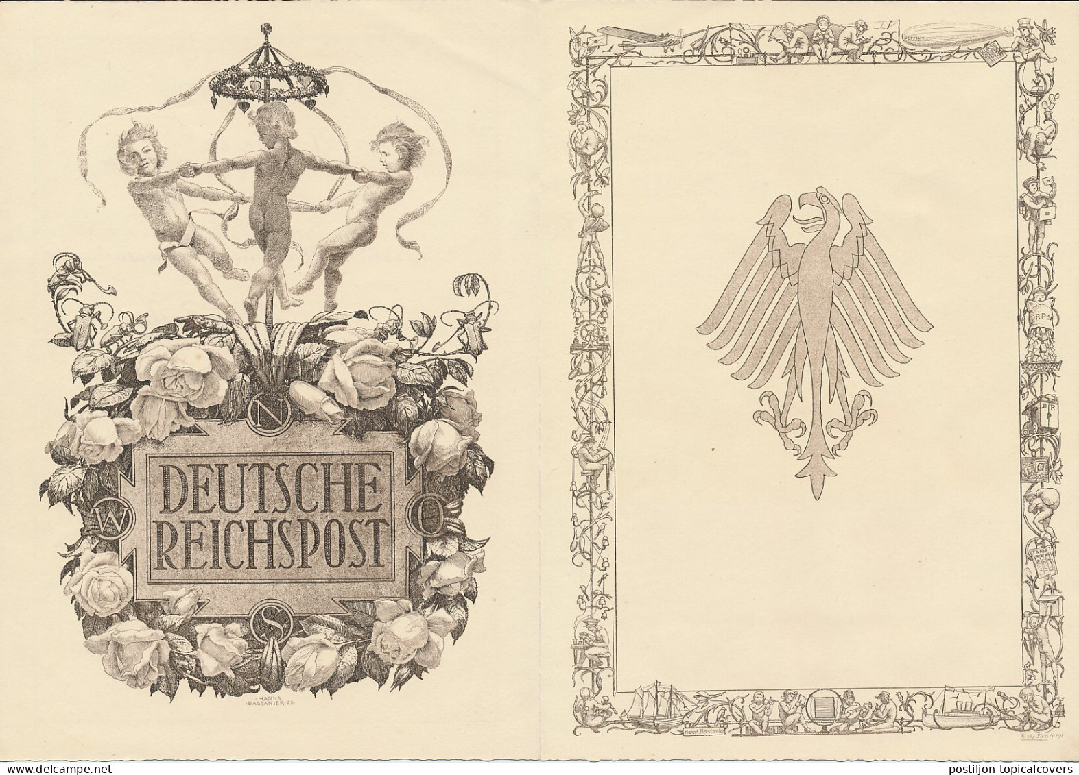 Telegram Germany 1932 - Schmuckblatt Telegramme Beetles - Children - Roses - Zeppelin - Telegraph - Post - Autres & Non Classés