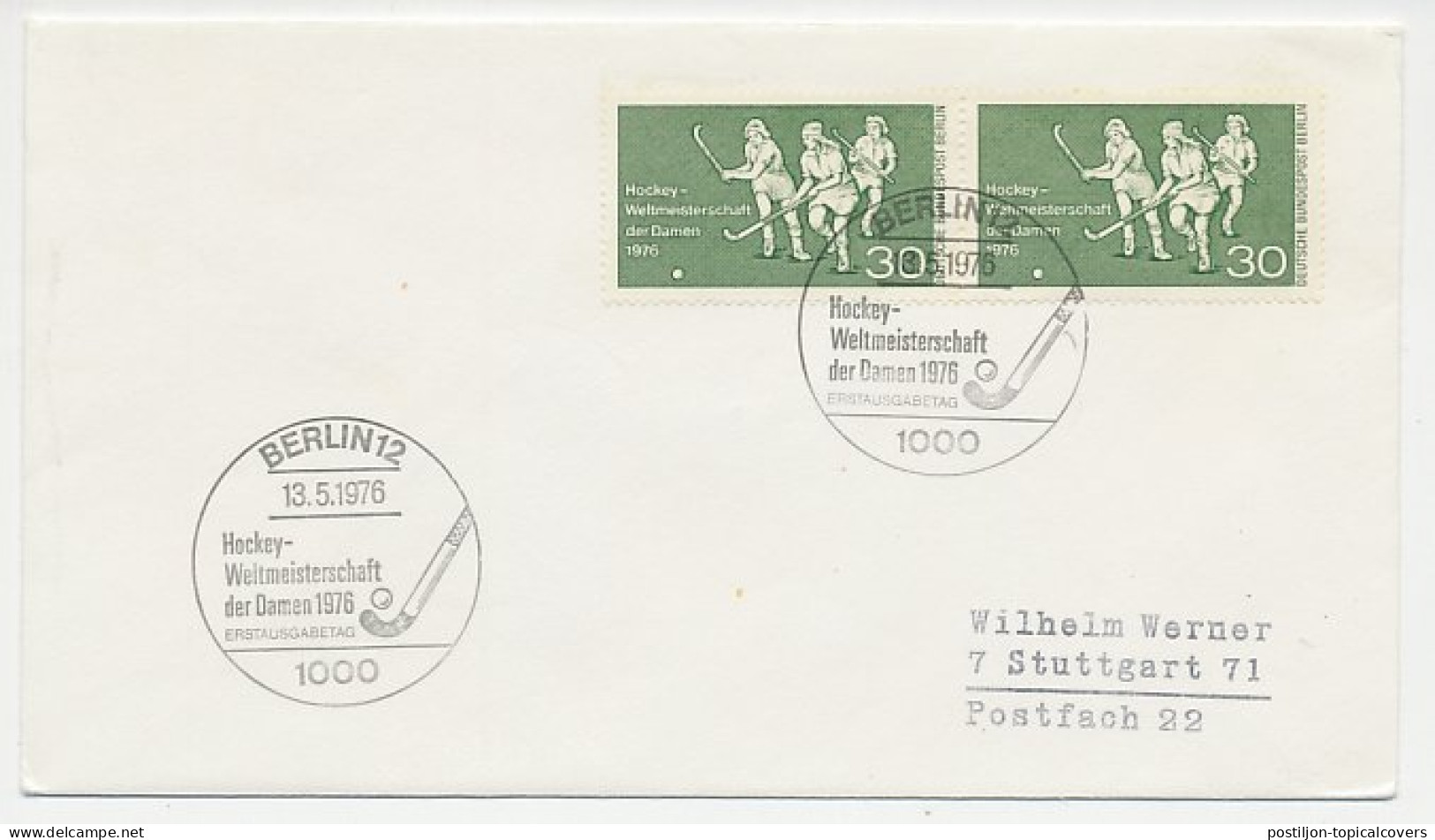 Cover / Postmark Germany 1976 Hockey - World Championship - Other & Unclassified