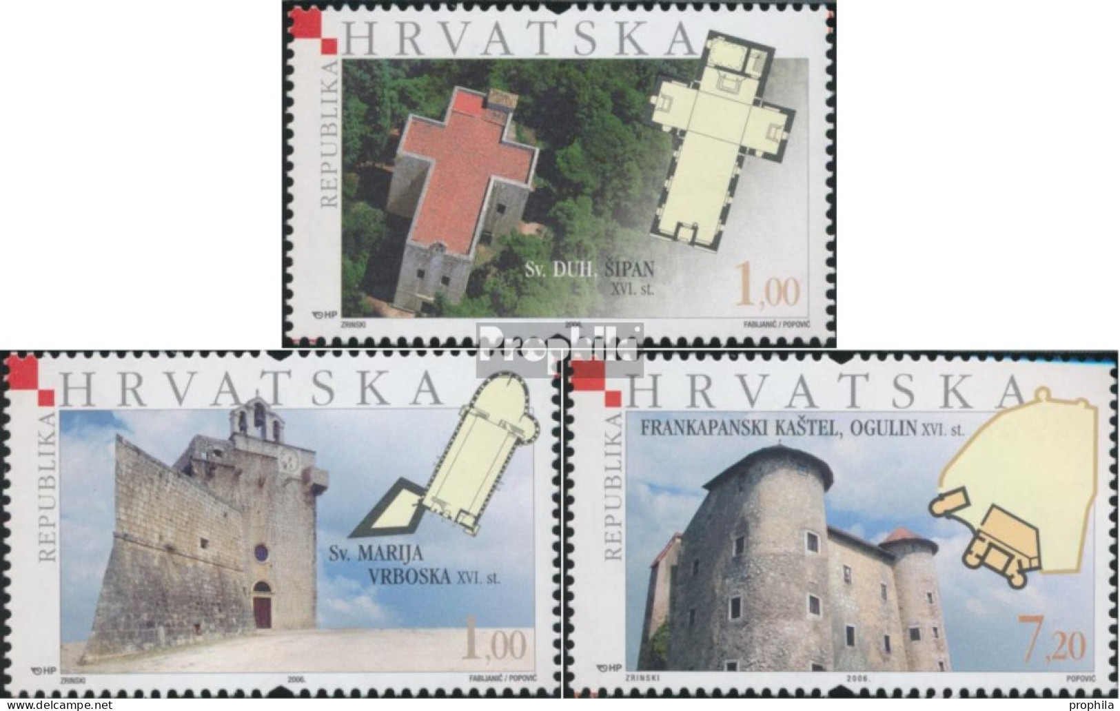 Kroatien 786-788 (kompl.Ausg.) Postfrisch 2006 Türme Und Festungen - Kroatien