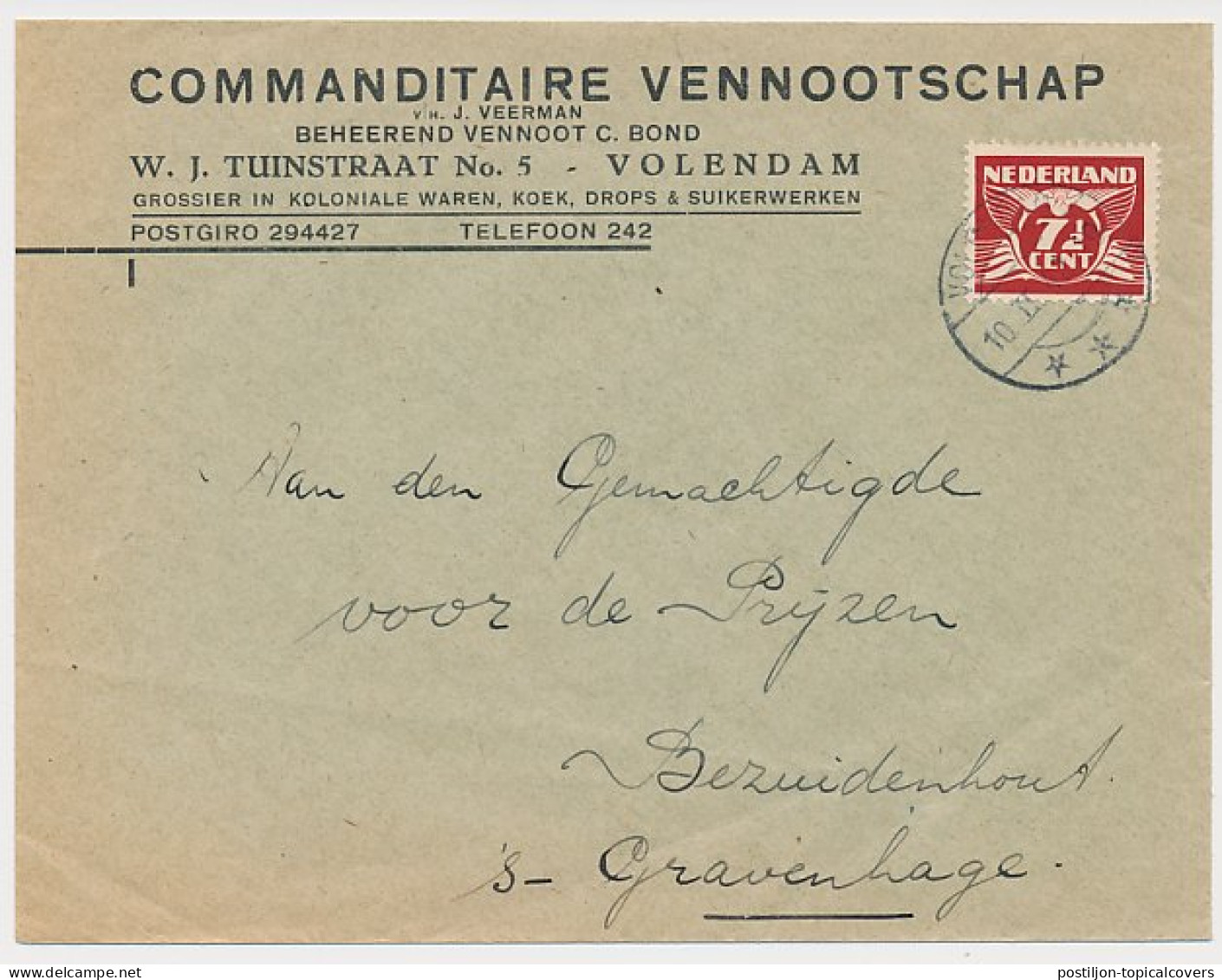 Firma Envelop Volendam 1942 - Grossier - Koek - Drop Etc. - Non Classificati