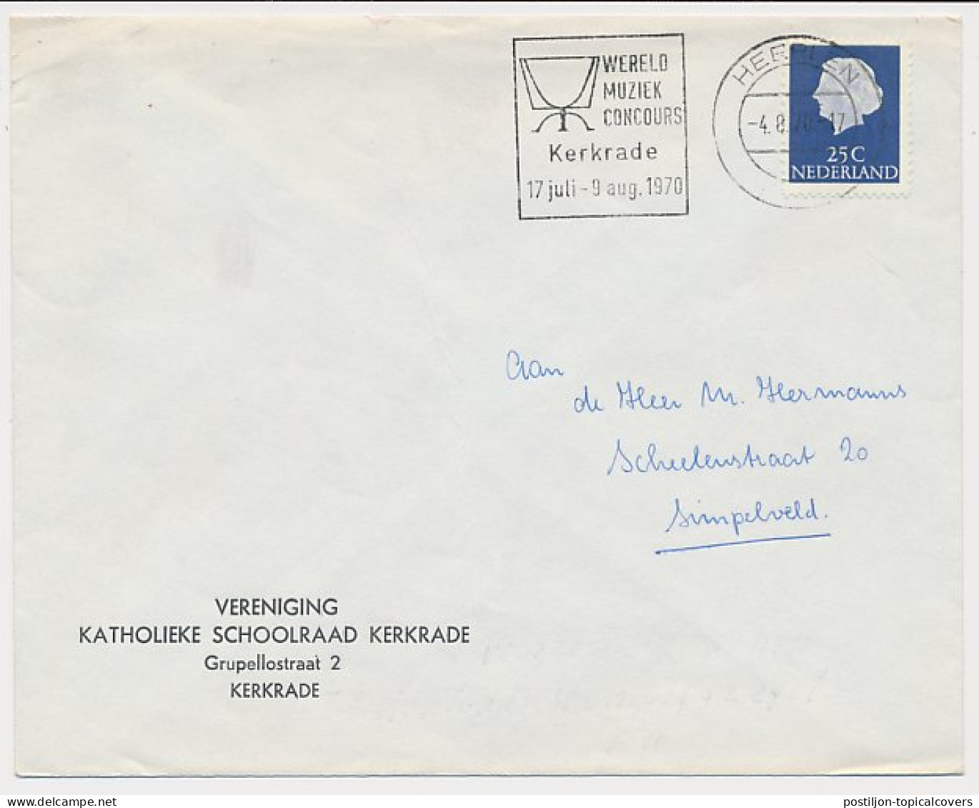 Envelop Kerkrade 1970 - Katholieke Schoolraad - Non Classificati