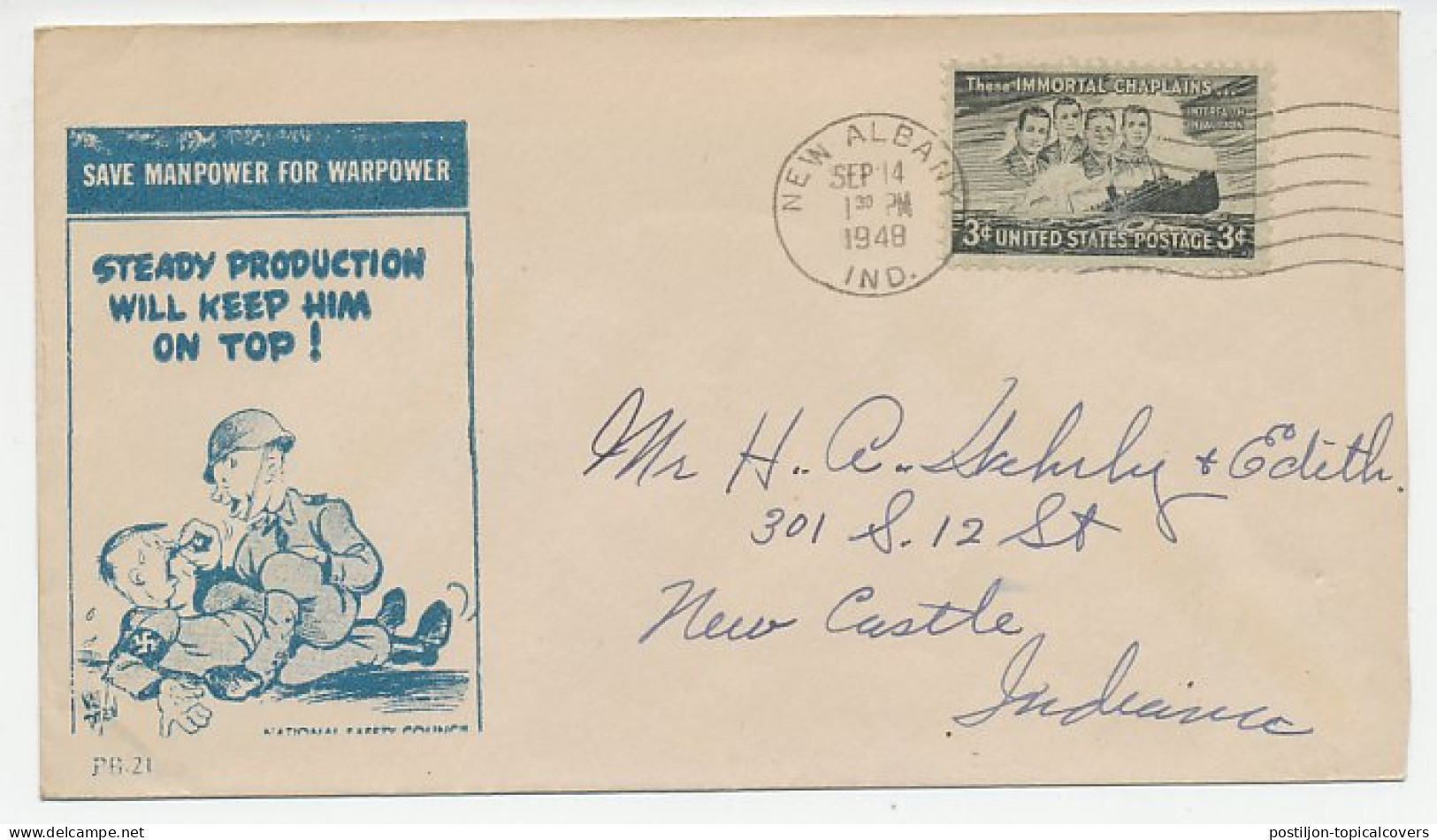 Patriotic Cover USA 1948 Adolf Hitler  - Guerre Mondiale (Seconde)