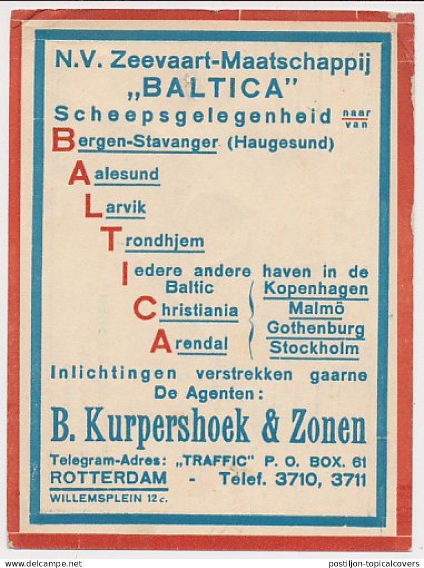 Firma Briefkaart Rotterdam 191. - Zeevaart Maatschappij Baltica - Non Classificati