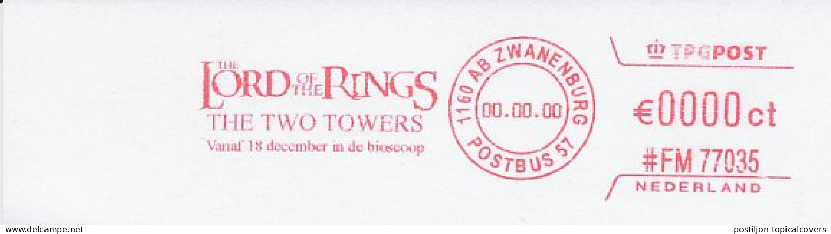 Meter Proof / Test Strip FRAMA Supplier Netherlands The Lord Of The Rings - The Two Towers - Movie - Film