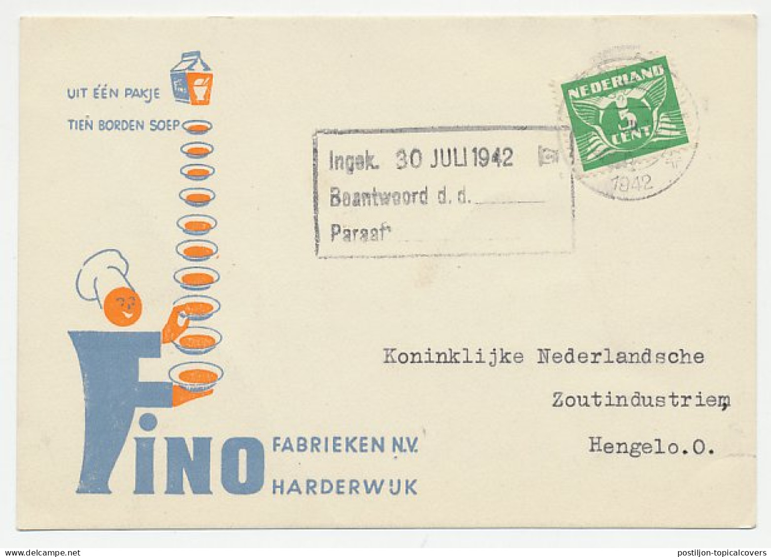 Firma Briefkaart Harderwijk 1942 - Soep / Kok - Non Classificati