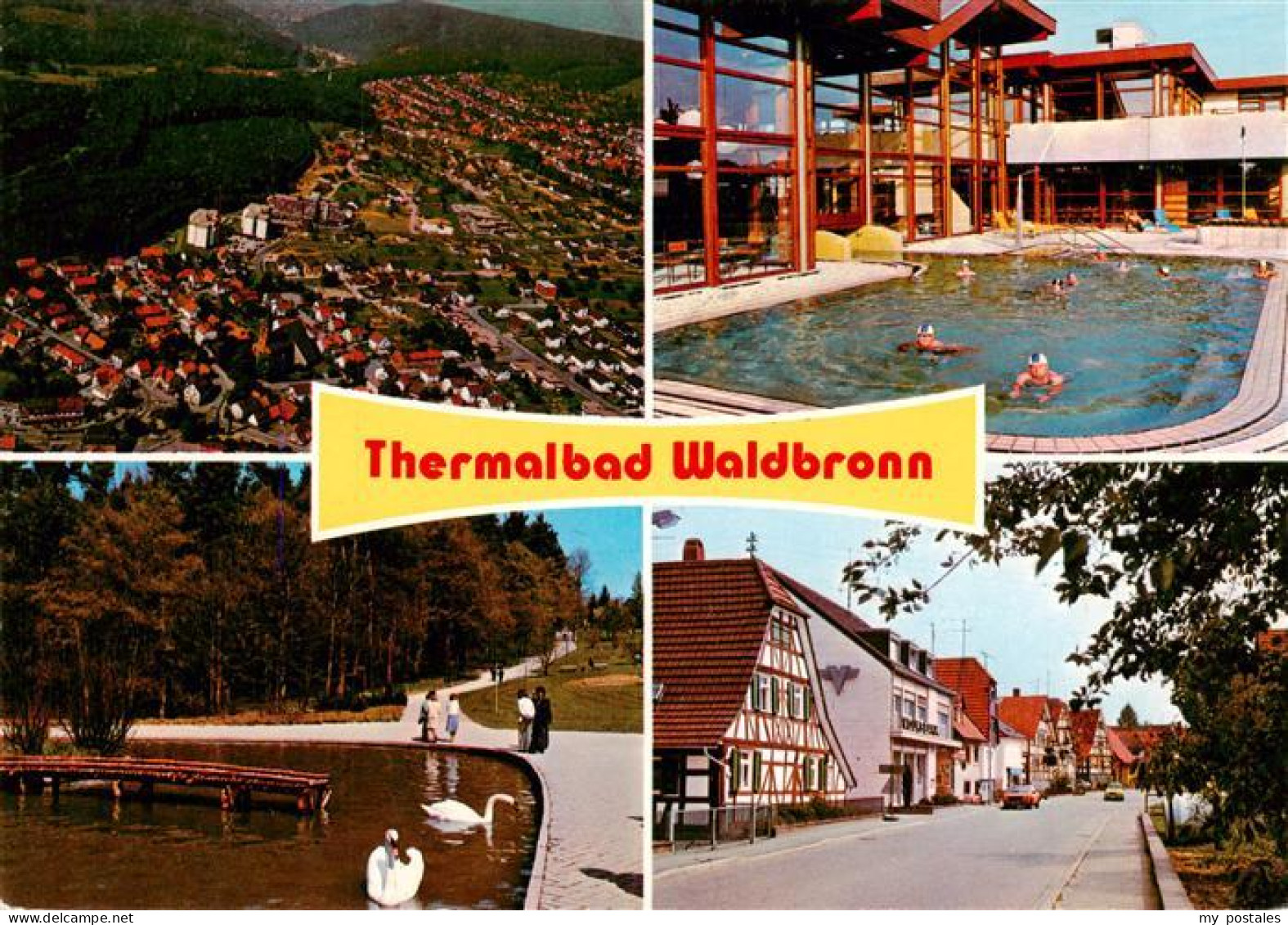 73937621 Waldbronn_Albtal Fliegeraufnahme Thermalbad Schwanenteich Strassenparti - Altri & Non Classificati