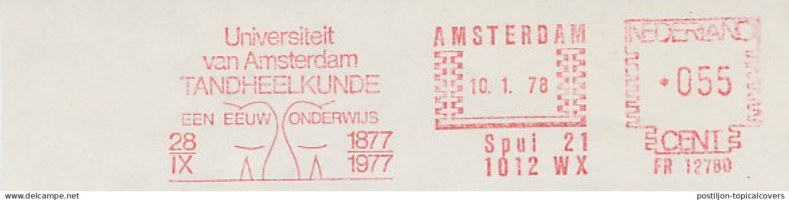 Meter Cut Netherlands 1978 ( FR 12780 ) University Amsterdam - Dentistry - A Century Education 1877-1977 - Medizin