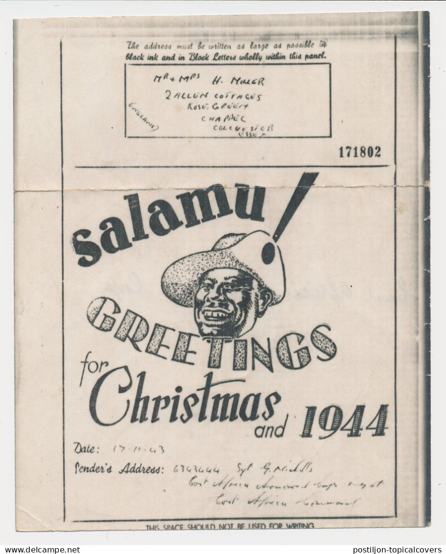 Airgraph Africa - GB / UK 1943 Salamu ! - Christmas Greetings - Soldier - WO2