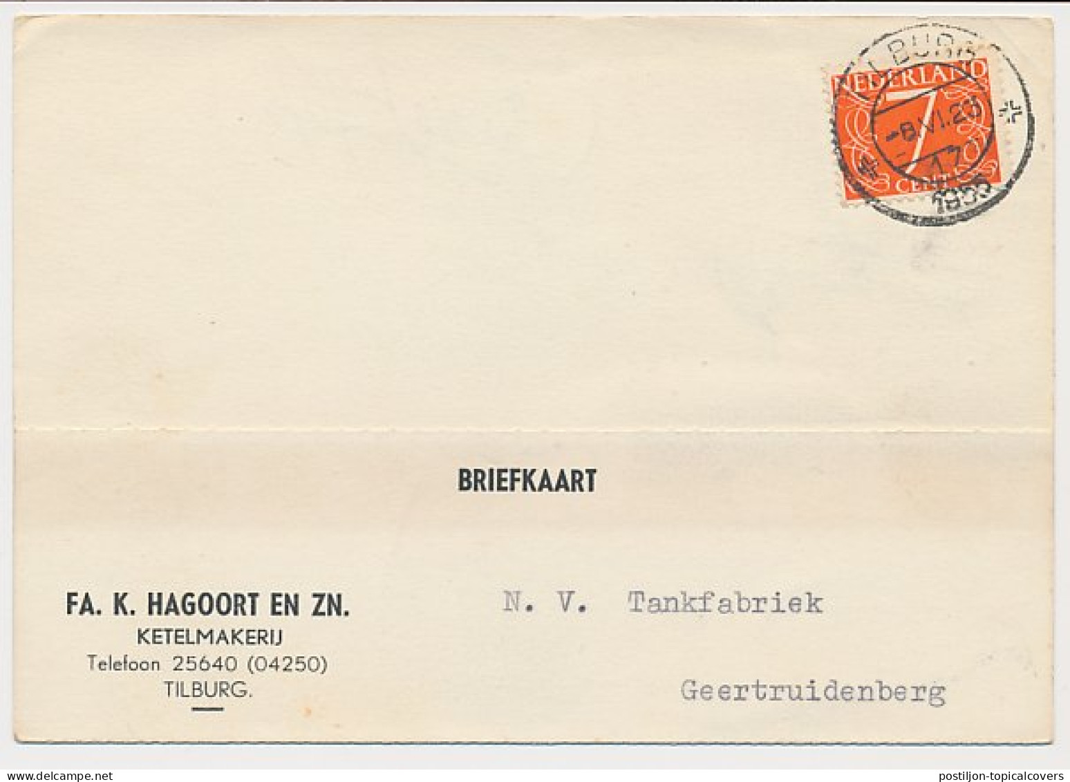 Firma Briefkaart Tilburg 1955 - Ketelmakerij - Sin Clasificación