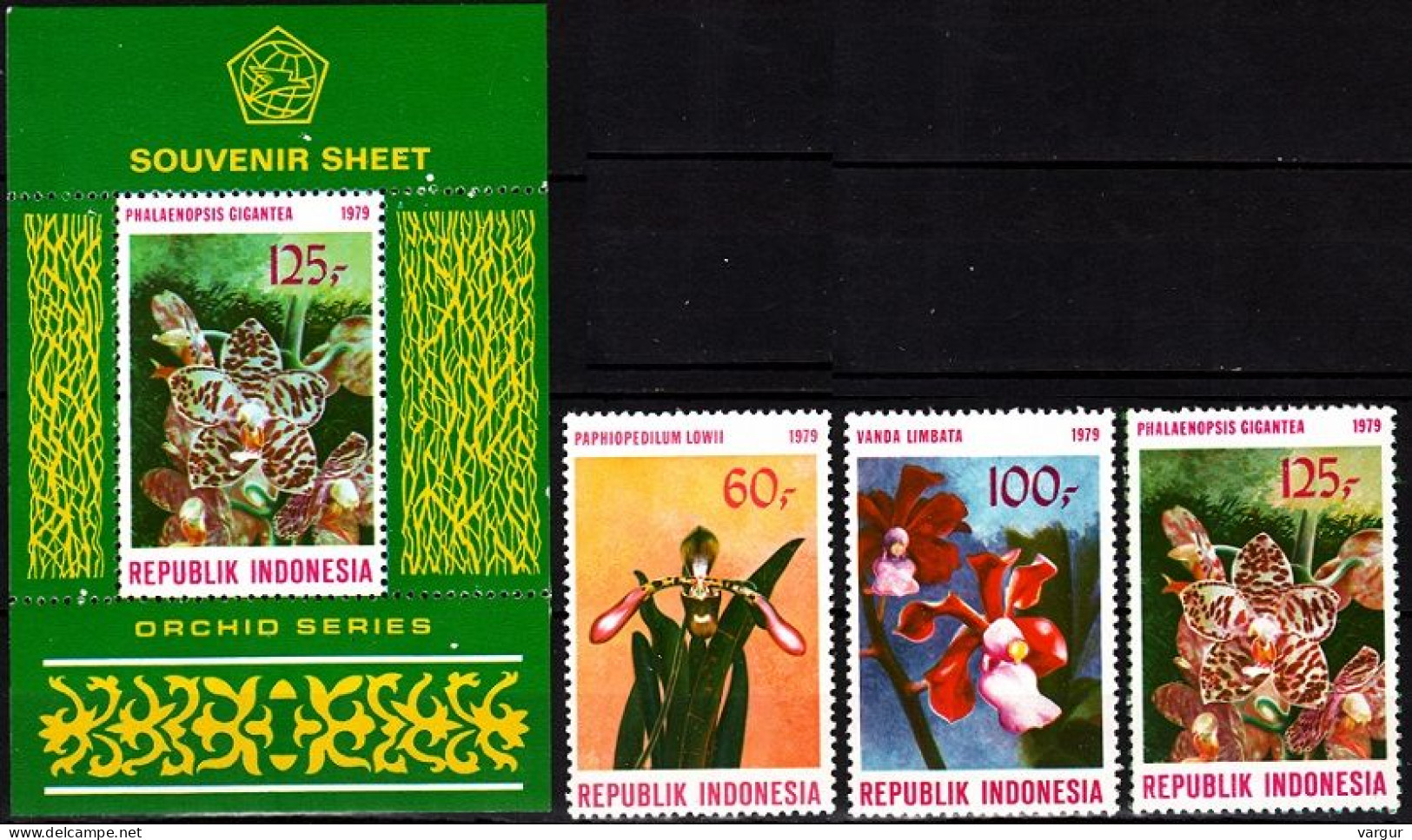 INDONESIA 1979 FLORA Plants Flowers: Orchids. Complete Set And Souvenir Sheet, MNH - Orchideeën