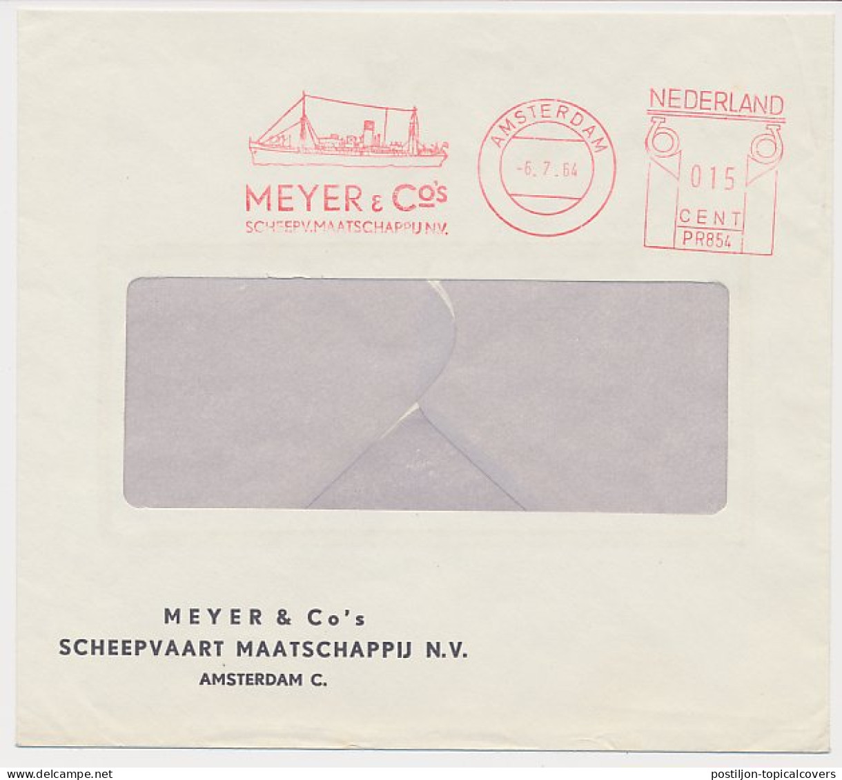 Meter Cover Netherlands 1964 - Postalia 854 Shipping Company Meyer And Co - Ships