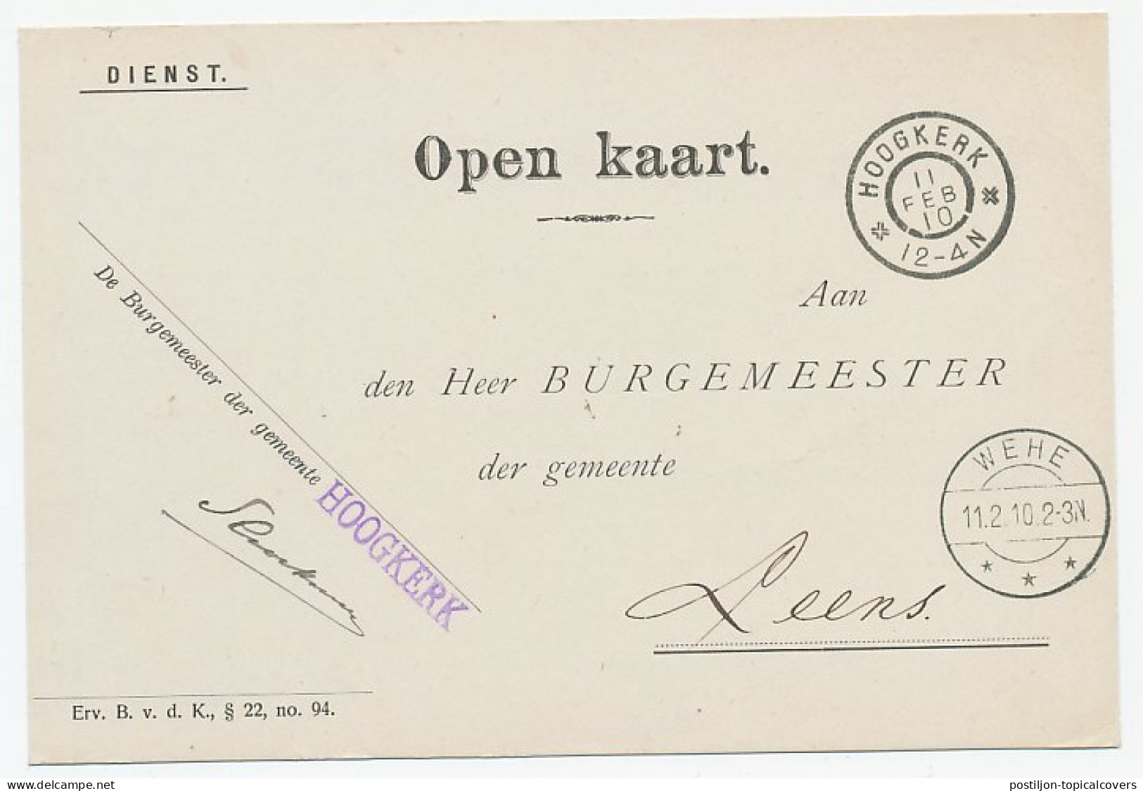 Grootrondstempel Hoogkerk 1910 - Non Classificati